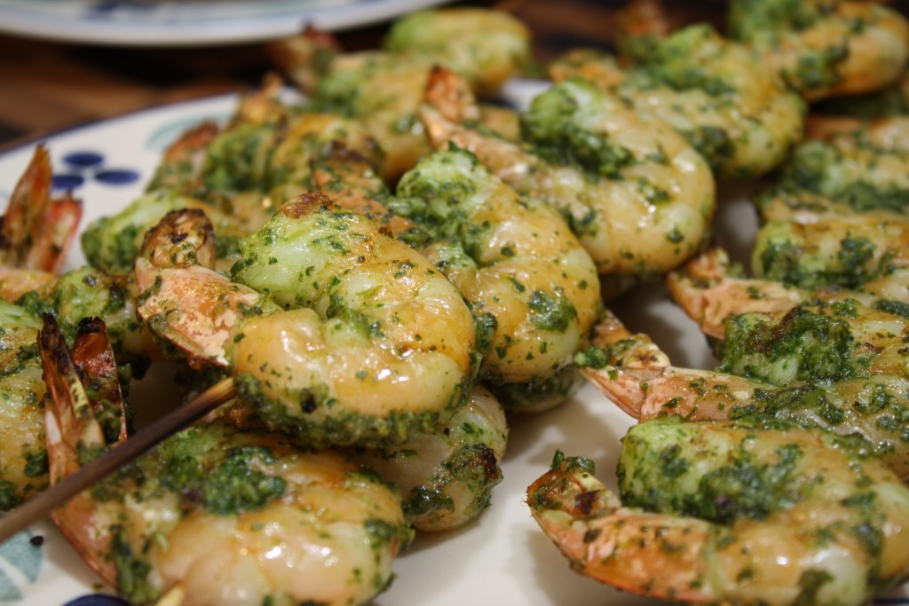 Grilled shrimp with&nbsp;pesto