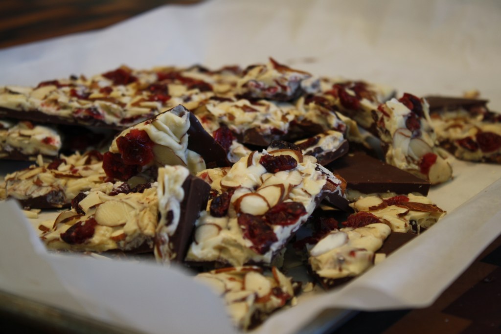 Citrus Nut Chocolate Bark with Cranberries&nbsp;(GF)